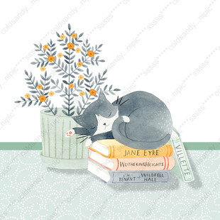 手绘插画猫咪小清新插画