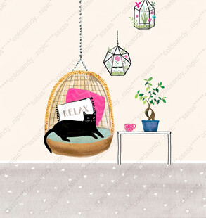 手绘插画猫咪小清新图案
