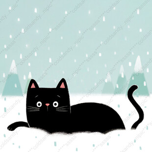 手绘插画可爱猫咪小清新