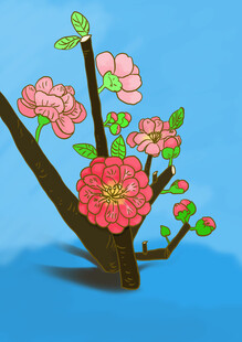手绘海棠花