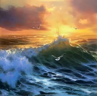 大海油画 
