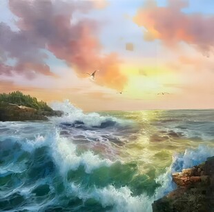 大海油画