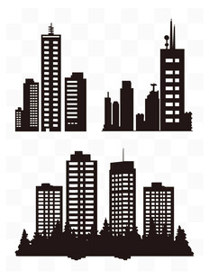城市楼房建筑剪影