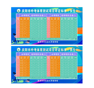 男女生体育测试项目评定标准