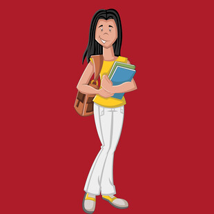 手绘读书女孩