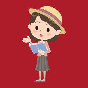手绘读书女孩