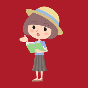 手绘读书女孩