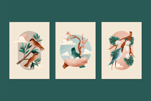 水彩淡彩色调贺卡