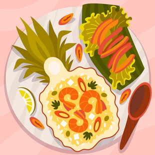 鲜虾面插画
