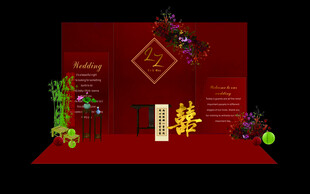 新中式红色婚礼背景