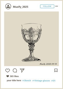 复古浮雕玻璃杯手绘稿