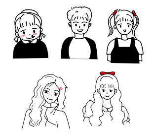 手绘男孩女孩