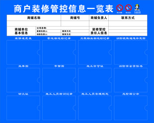 商户装修管控信息一览表