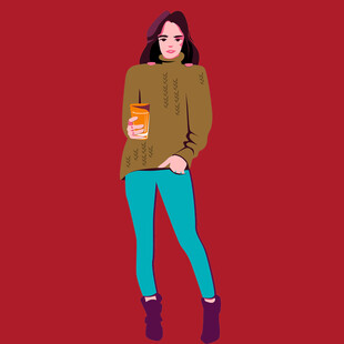 喝咖啡女孩