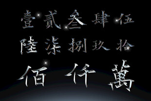 书法字体数字高清PSD素材