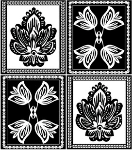 黑白花卉几何图案设计