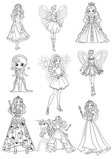 幼儿园芭比娃娃简笔画素材大合集