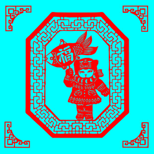 冬季玩鱼灯剪纸