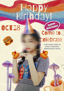 女孩欢乐生日派对场景