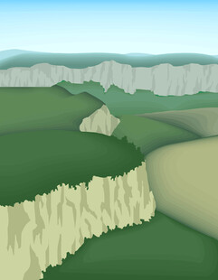 矢量山丘田野插画