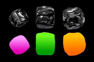 多彩硅胶与黑色物件展示