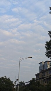 蓝天白云下的城市街景