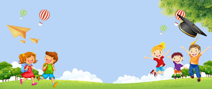 儿童户外欢乐玩耍场景