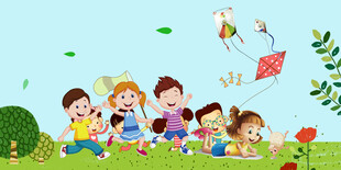 儿童户外欢乐玩耍场景