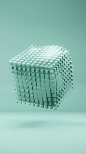 悬浮的金属网格立方体