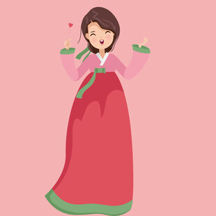 身着传统韩服的美丽女子