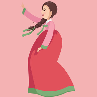 身着韩服起舞的美丽女子