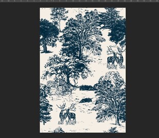 蓝白中式风景图案纹理