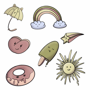 可爱夏日元素插画