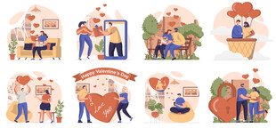 情侣游玩插画