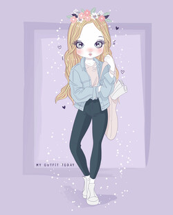 戴花环的可爱动漫少女