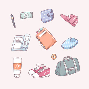 日常用品手绘插画集合