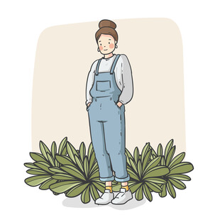 穿背带裤的时尚女孩