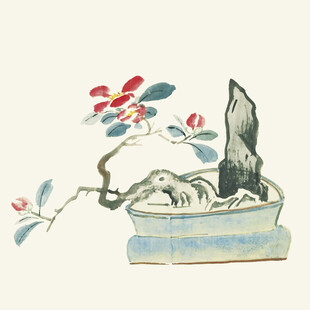 中式盆景绘画艺术作品