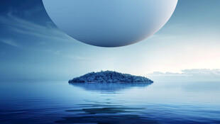 梦幻海上悬浮岛屿景观
