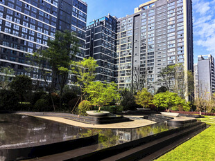 都市中的静谧园林景观