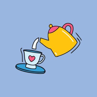 茶壶倒水至爱心茶杯