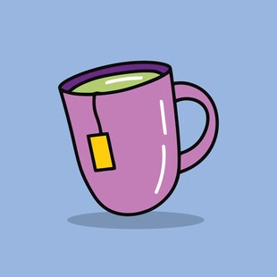 粉色带茶包的卡通茶杯