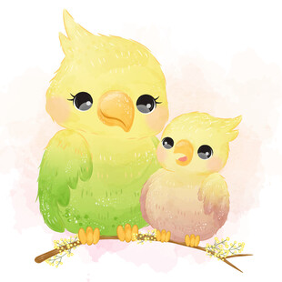 母与子小鸟温馨相依