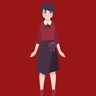 穿裙装的短发女性形象