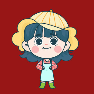 戴帽背带裤可爱小女孩