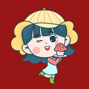 戴帽女孩捧草莓