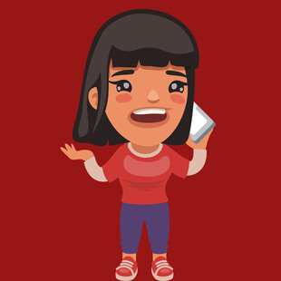 开心女孩手持手机展笑颜
