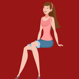 时尚坐姿女性插画