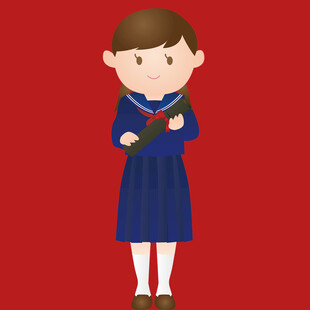 穿校服捧书的可爱小女孩