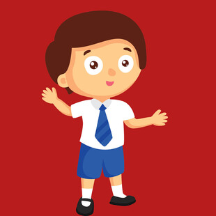 穿校服的开心小男孩